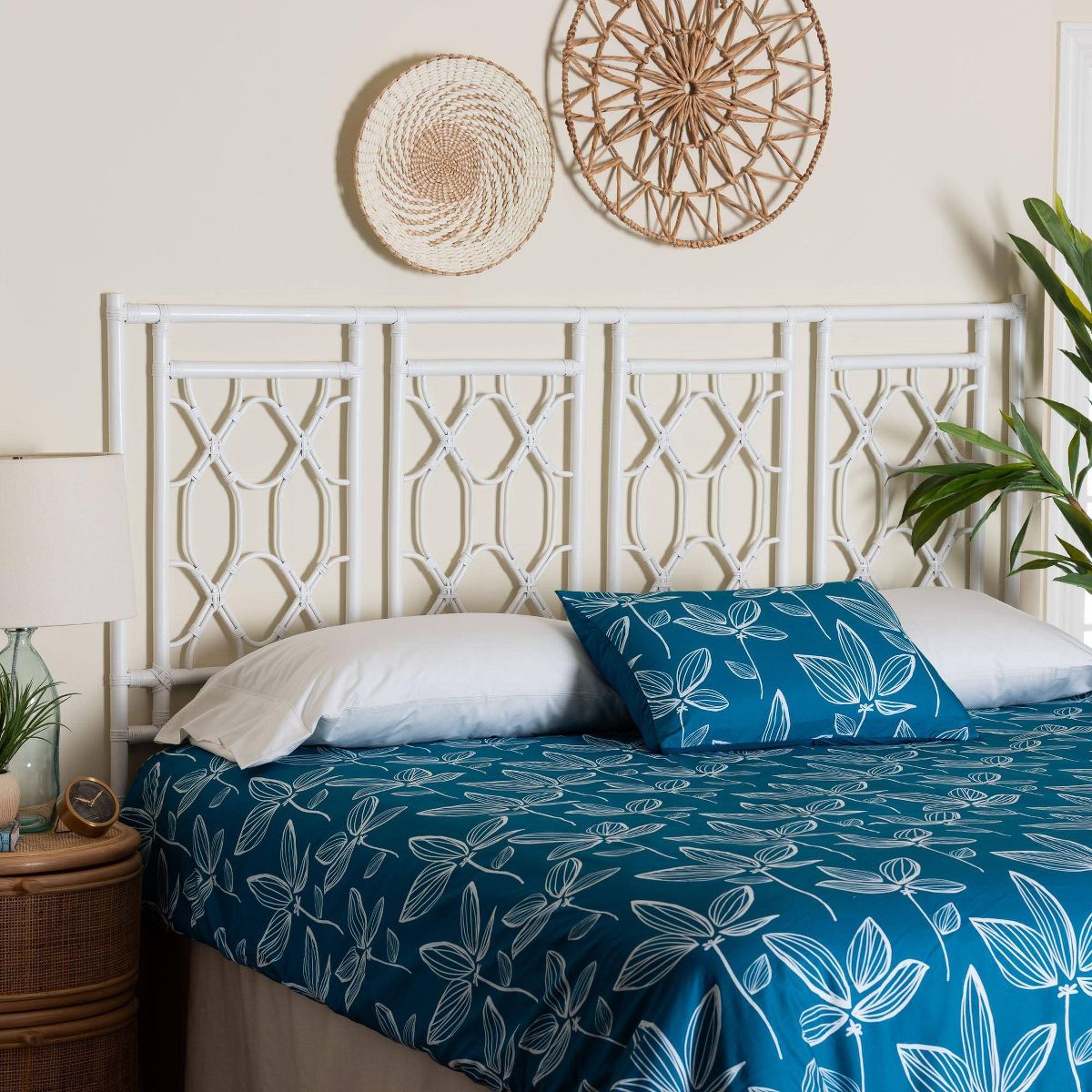 bali & pari King Size Sampson Rattan Standalone Headboard White - thumbnail 7