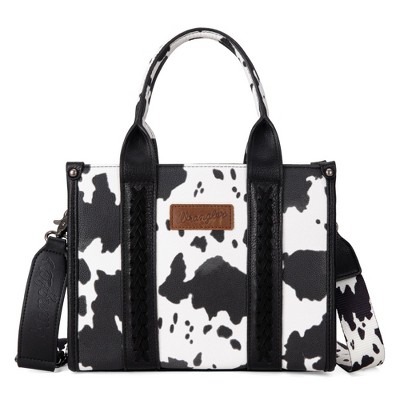 Cow Print Tote Bag for Women Western Purse Boho Top Handle Satchel Handbag with Guitar Strap Gift Black, XY WG133-8120SBK