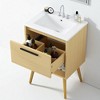 24" Natural Wood Bathroom Vanity with Ceramic Sink, Freestanding MDF Cabinet with Drawer and Open Shelf, Modern Style - 4 of 4