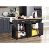 Gulches Modern Kitchen Island Cart with Rubber Wood Countertop, Black - 2 of 4