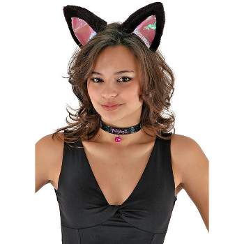 HalloweenCostumes.com    Black & Pink Cat Ears Headband Collar & Tail Kit, Black/Pink