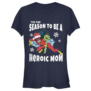 Juniors Womens Marvel Christmas Spider-Woman Heroic Mom T-Shirt - 1 of 3