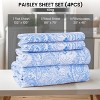 4 Piece Bed Sheets Printed Microfiber Sheet Set Ultra Soft, Easy Care Paisley Printed Sheets - Lux Decor Collection - 2 of 4