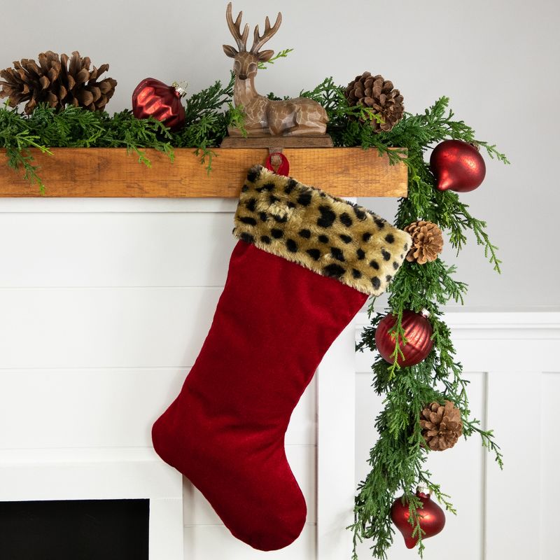 Northlight 20" Red and Black Leopard Cuff Christmas Stocking, 2 of 7