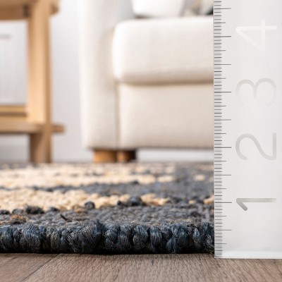 Charcoal and Beige Diamond Pattern Jute Rectangular Rug, 5' x 8'