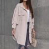 Coolmee Women's Long Trench Coats Single-Breasted Classic Notched Lapel Overcoat Rolled Long Sleeve Slim Outerwear Jackets with Pockets L Apricot - 4 of 4