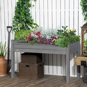 Okak 34" x 18" x 30" Raised Garden Bed Wooden Elevated Outdoor Planter Box with Legs for Herbs, Vegetables, Flowers - 1 of 4