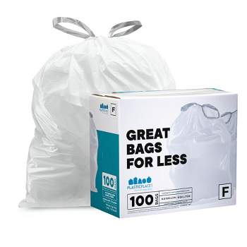 Plasticplace TRA165WH simplehuman (X) Code G Compatible (100 Count) White Drawstring Garbage Liners 8 Gallon / 30 Liter 17.5 x 28