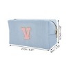 Unique Bargains Corduroy Rectangular Letter Makeup Bag Sky Blue 1 Pc - 2 of 4