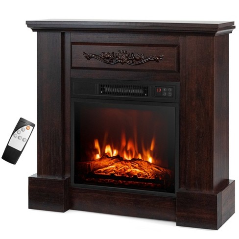 Costway 32 Electric Fireplace Mantel Tv Stand Space Heater W/remote  Control 1400w Brown/white : Target