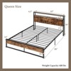 Infans Queen Size Industrial Platform Bed Frame with Charging Station Storage Headboard - 2 of 4