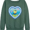 Women's Spongebob Squarepants Heart Porthole Window Lightweight French Terry Wide Neck Long Sleeve Graphic Shirt - Heather Juniper - Large - 2 of 4