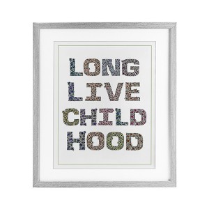 Stupell Industries Long Live Childhood Florals Framed Print Under Glass Art, Gray, 13" x 16" - 1 of 4