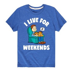 Boys' - Garfield - I Live For Weekends Short Sleeve Graphic T-Shirt - 1 of 4