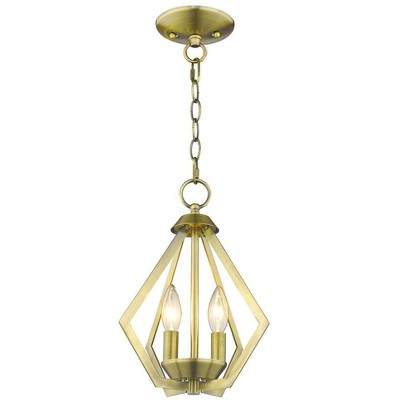 Mini Geometric Brass Pendant Light with Steel Frame