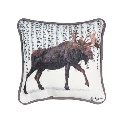 C&F Home 8" x 8" Winter Moose Petite Christmas Petite Printed Throw Pillow