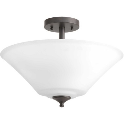 Brushed Nickel Glass 3-Light Semi-Flush Mount Fixture