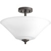 Progress Lighting Joy Collection 3-Light Semi-Flush Fixture, Antique Bronze, White Etched Glass Shade - image 2 of 4