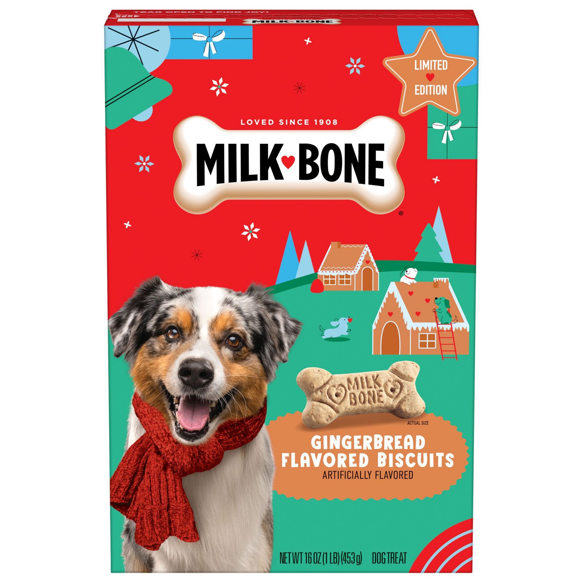 Milk-Bone Gingerbread Flavor Crunchy Dog Treat Biscuits - 16oz