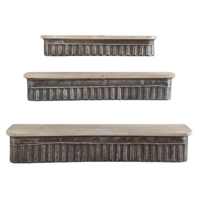 Metal & Wood Shelves - Set of 3 - 3R Studios