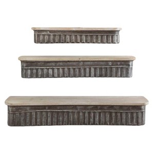 Storied Home Metal & Wood Shelves Set of 3 - No Assembly, Rustic Decor, Open Shelving - 1 of 3