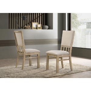 Brutus Set of 2 Reclaimed Wheat 19" Wide Contemporary Fabric Dining Chair - 1 of 4