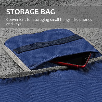 Navy and Grey Waterproof Sherpa Fleece Camping Blanket