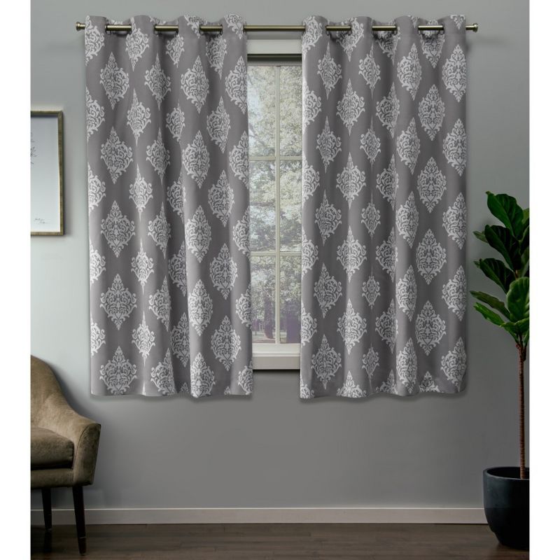 Set of 2 / Pair Medallion Blackout Thermal Grommet Top Window Curtain Panels Exclusive Home, 1 of 11