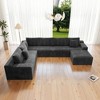 137.8"104.3" Plush Corduroy 4-Piece Modular Sectional Sofa with No Assembly Required and Comfortable Chaise Lounge - 3 of 4