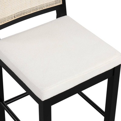 Bailey Black Wood and Rattan Counter Height Barstool