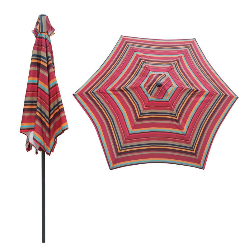 Wellfor 9&#39; Hexagon Outdoor Beach Umbrella Red Stripes, 3 of 7