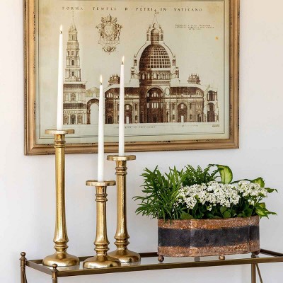 Classic Gold Cast Aluminum Candlestick, 17" Height
