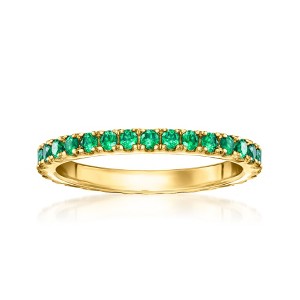 Pure Collection by Ross-Simons 0.80 ct. t.w. Lab-Grown Emerald Eternity Band in 18kt Gold Vermeil - 1 of 4