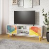 Manhattan Comfort Retro 4 Shelf TV Stand for TVs up to 35" White/Red - 2 of 4