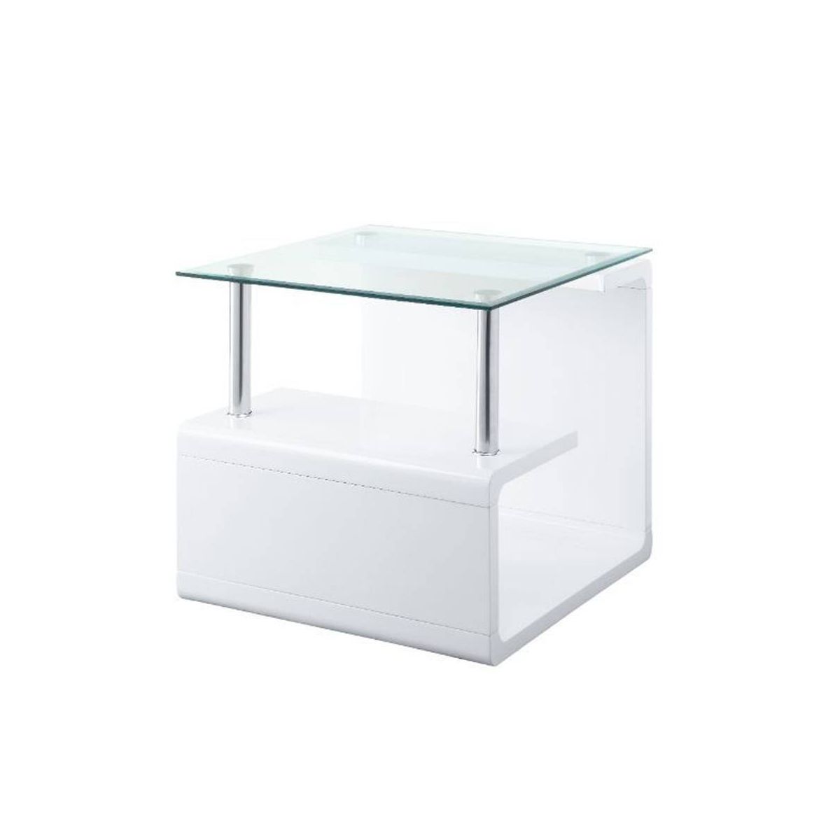 24" Nevaeh High Gloss Finish Accent Table Clear Glass/White - Acme Furniture