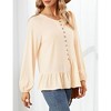 Clearlove Women's Casual V Neck Button Shirt Long Sleeve Blouse Asymmetrical Loose Flowy Ruffled Blouses - 2 of 4