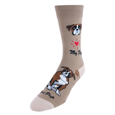 CTM Men's My Pup Crew Novelty Socks