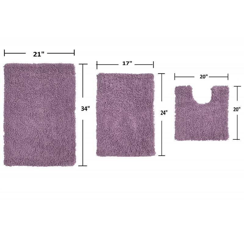 Fantasia Bath Rug Collection Cotton Shaggy Pattern Tufted Set of 3 Bath Rug Set - Home Weavers, 2 of 4