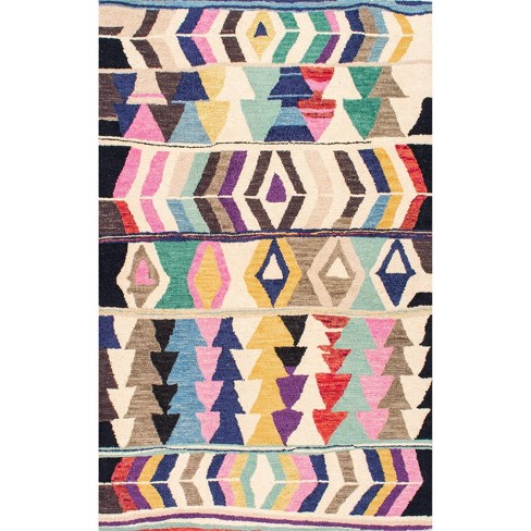 nuLOOM 8'6"x11'6" Hand Tufted Ofelia Area Rug Ivory/Pink: Wool, Geometric Pattern, Low Pile, Indoor Use - image 1 of 4