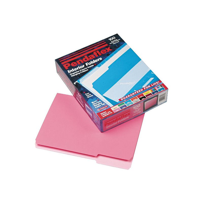Pendaflex Interior File Folders 1/3 Cut Top Tab Letter Pink 100/Box 421013PIN, 2 of 5