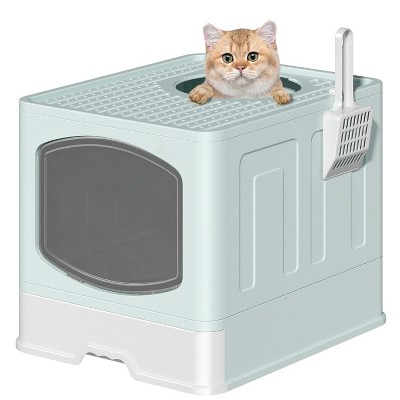 LunaLulinlk blue Extra-large foldable cat litter box with litter scoop,