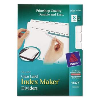 Avery Print & Apply Clear Label Dividers w/White Tabs 8-Tab 5 1/2 x 8 1/2 11427