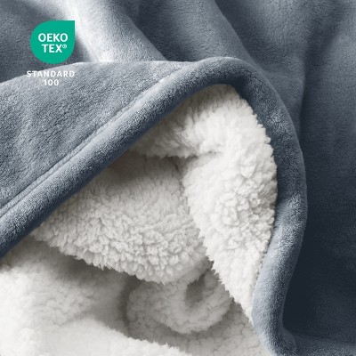 Dusty Blue Full Reversible Sherpa Fleece Blanket