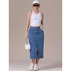 INSPIRE CHIC Women's Denim Front Slit Raw Hem High Waisted Midi Jean Skirts - 3 of 4