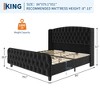 51" Tall Queen Size Bed Frame with Deep Button Tufted Wingback Headboard and Footboard, Velvet Upholstered, No Box Spring Needed, Easy Assemble - 2 of 4