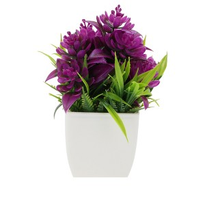 Unique Bargains Artificial Plants Spring Grass with Lotus in Pot Plastic 6.3"x6.3"x6.3" 1 Pc - 1 of 4
