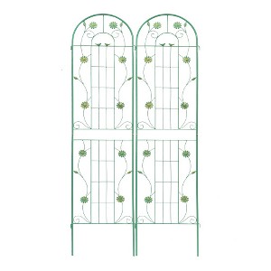 ACEPANO 40 in. W 2-Piece Outdoor Rust-Proof Metal Garden Trellis for Climbing Plants-Green - 1 of 4
