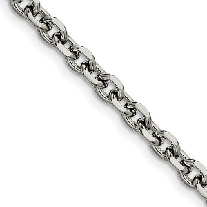 Black Bow Jewelry Men's 5.3mm Stainless Steel Polished Cable Chain Necklace - 1 of 4