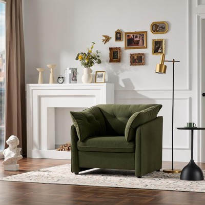 Aukfa Chenille Oversized Armchair,Modern single sofa lounge chair with 24.4" seat depth for living room comfort