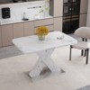 KWPZQEB Modern Rectangle Dining Table, Dining Table with Faux Marble Top, Metal Base & X-Shape Leg, Extendable Marble Dining Table for Dining - 2 of 4